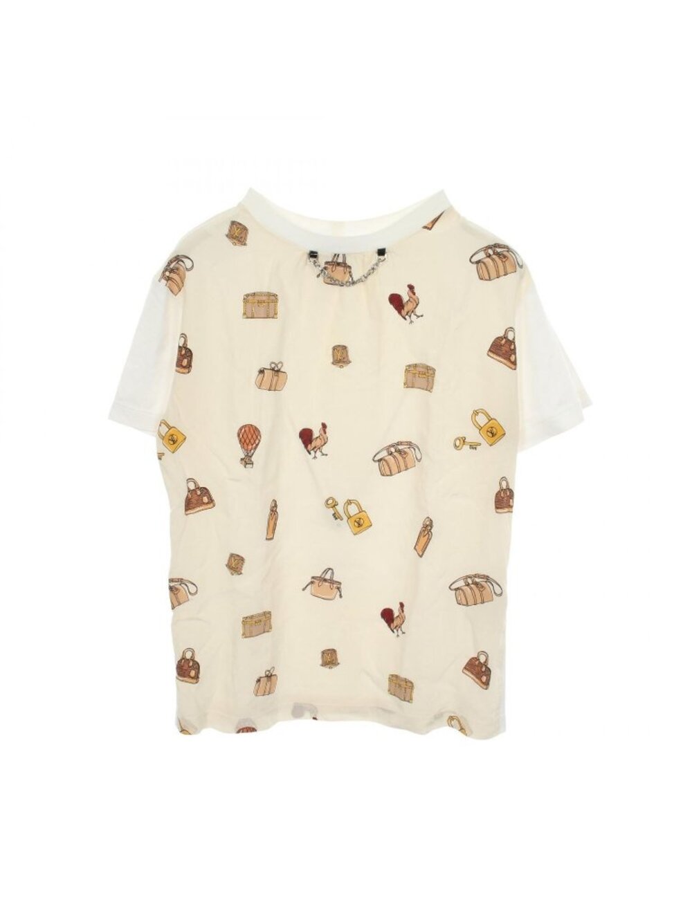 Louis Vuitton Short Sleeve T-Shirt Travel Graphic with Chain Cotton Silk
